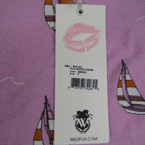 Wildfox Kids NEW Size 7 Pink Sailboat Crewneck Sweater Sweatshirt - Picture 2 of 7